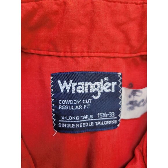 Wrangler Red Cowboy Cut Collared Pearl Snap Button Down Shirt Size X- Long - Picture 2 of 10